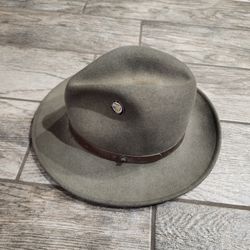Vintage olive green wool felt hat - Hodgman size small