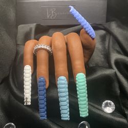 MISTY BLUE - 3XL Handmade Luxury Press On Nails