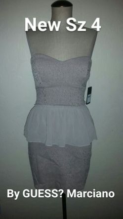 New Sz 4 Women's GUESS? by Marciano Los Angeles beige strapless dress nwt