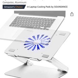 SOUNDANCE Laptop Cooling Pad with Low-Noise Fan and 3.0 USB Hubs, Ventilated Laptop Cooler Prevent Overheating, Ergonomic Laptop Stand Support Up to 1