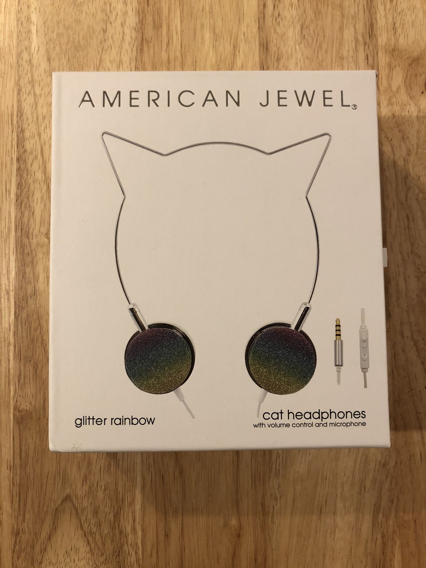 American Jewel Glitter Rainbow Cat Earphones