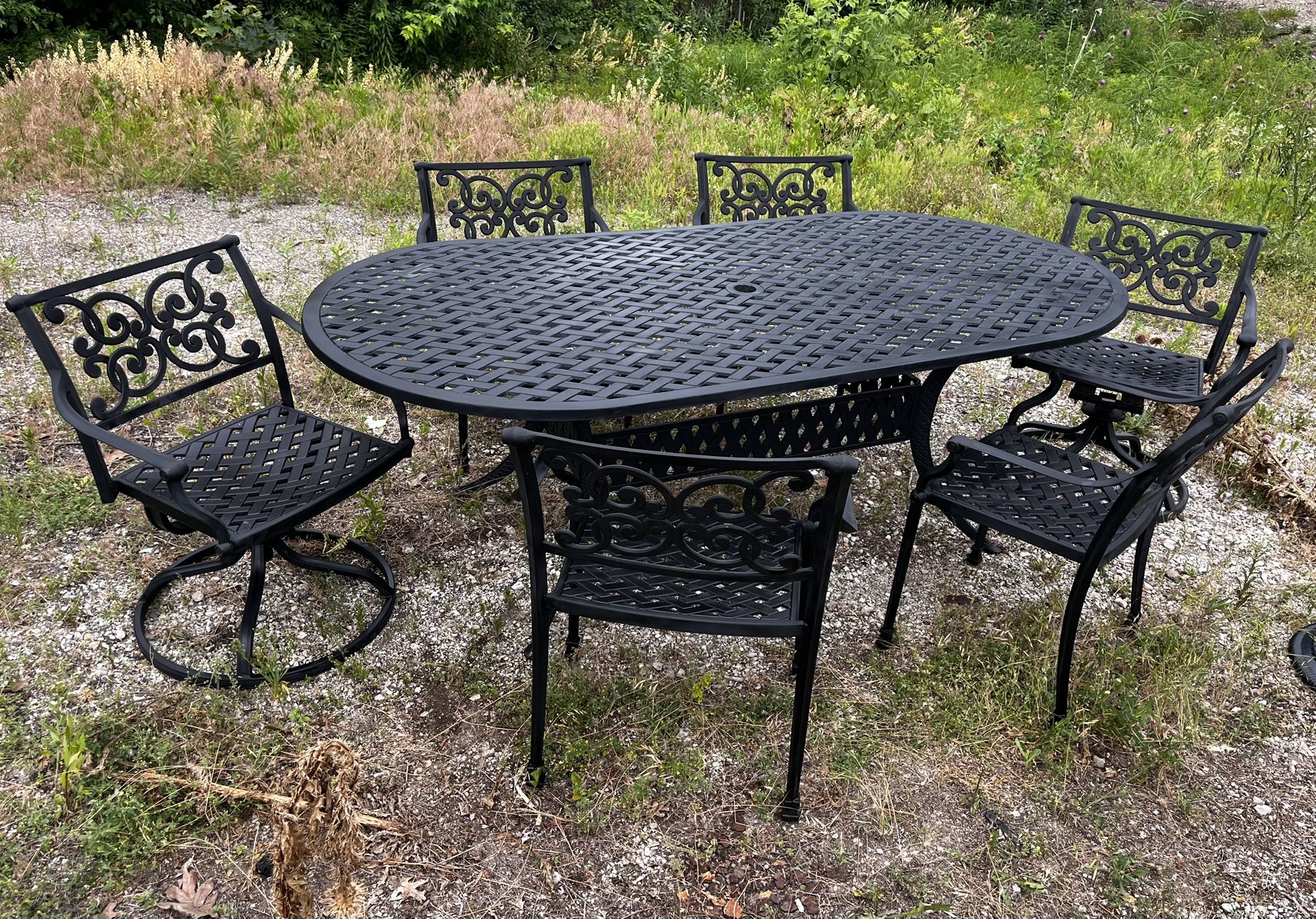 Cast Aluminum 8-Piece 84" Patio Oval Dining Set - 🚚 Delivery Available