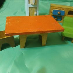 Creative Playthings MCM Wood Dollhouse Furniture Made In Finland.