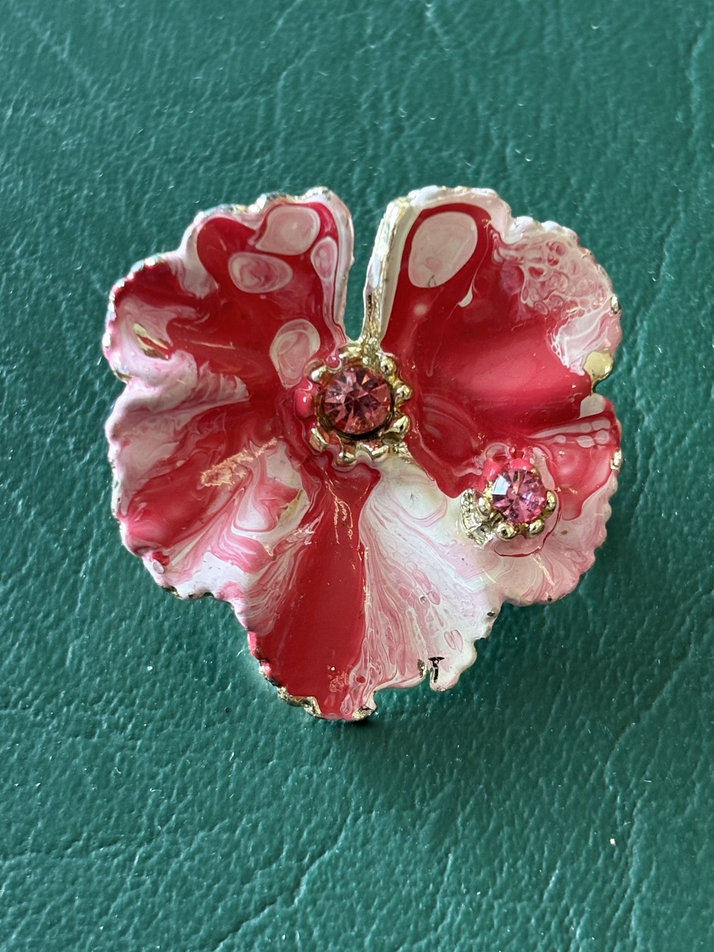 Red and Pink Flower Brooch