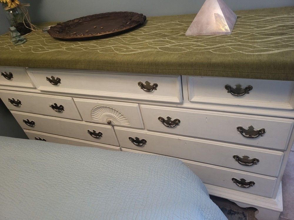 Large White Solid WOOD dresser $60 Firm