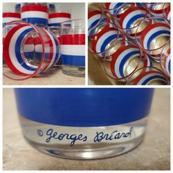 29 VINTAGE ROCKS GLASSES - BRAND: GEORGES BRIARD - COLOR: RED, WHITE & BLUE.