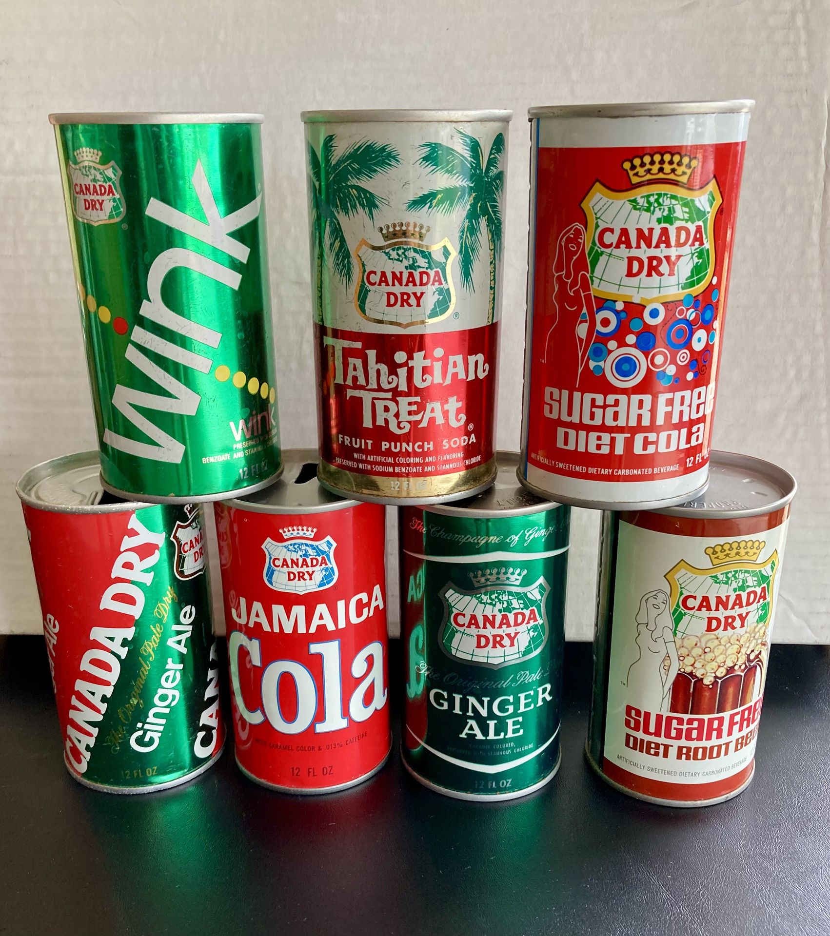Vintage 1970’s Canada Dry Brand Soda Pop Cans.
