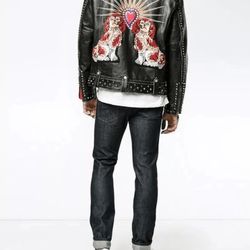 New Men’s Gucci Leather Biker Jacket Coat Medium