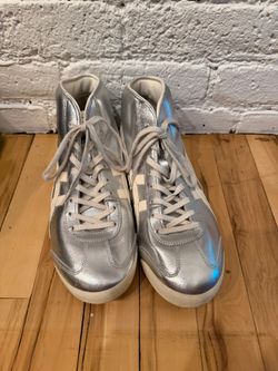 Onitsuka Tiger Mexico Mid Runner — Silver/Cream, Women's 7.5