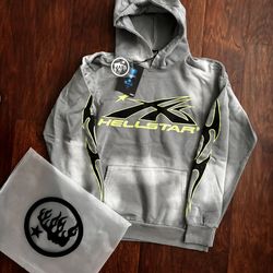 Gray and green Hellstar Hoodie
