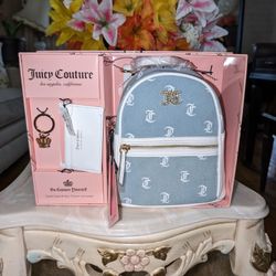 Juicy Couture Denim Mini Backpack Wallet And keychain Gift Set 