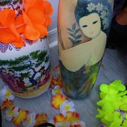 Faces On Asian Style Vases