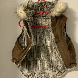 Dog Coat Size L. New! Hooded Faux Fur and Suede