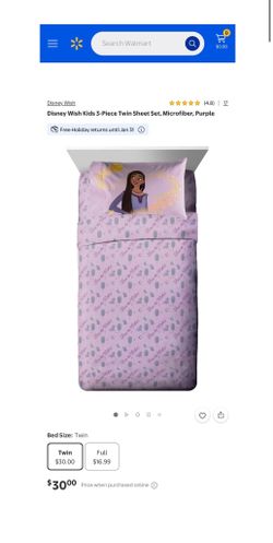 Disney Wish Kids 3-Piece Twin Sheet Set, Microfiber, Purple