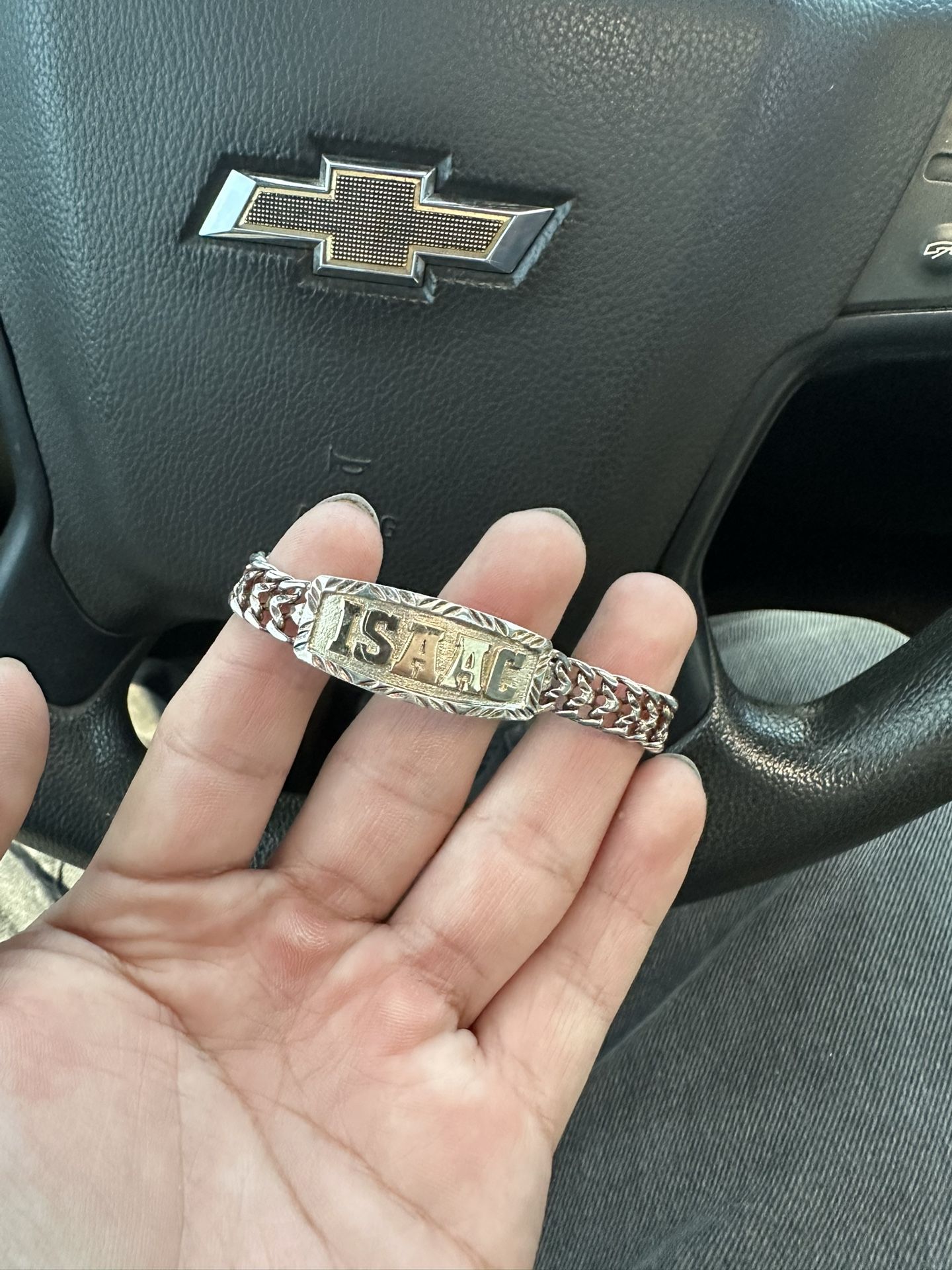 Silver Braclet With Real 14k Gold Letters