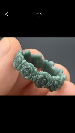 Certificate Jadeite Green Jade Love Rose Flower Ring size6.5