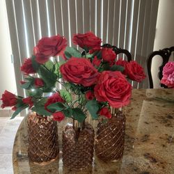 Beautiful three Vases With the flowers