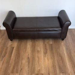 Little Brown Leather Storage Bench