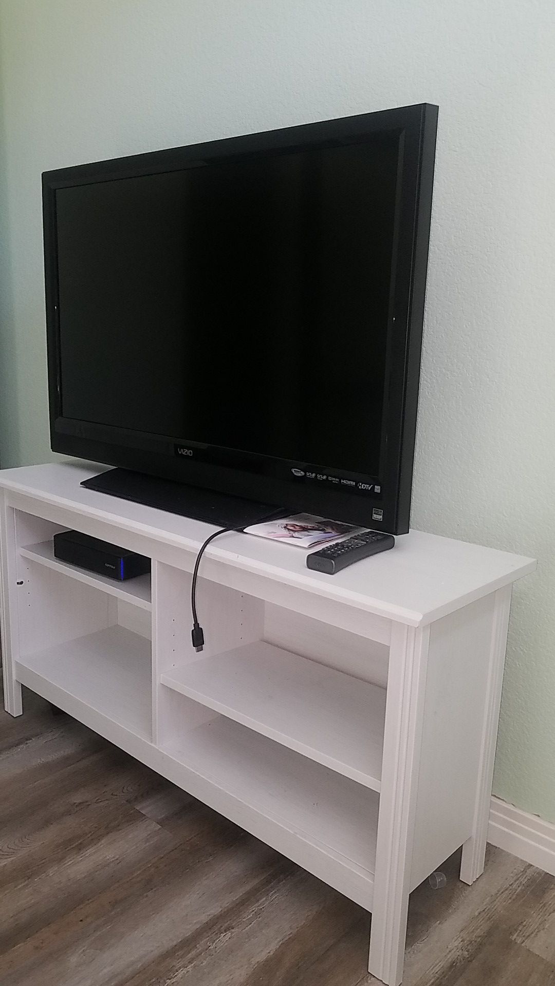 Ikea Brusali white TV stand with Vizio 42'' HD lcd television