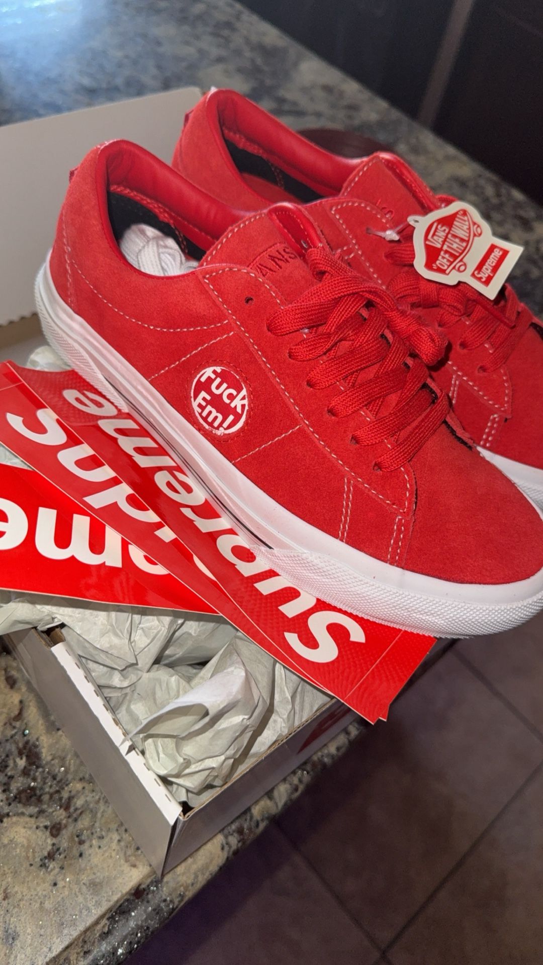 Supreme Vans Sid Collab Red Size 6.5 Men’s Or 8 In Women’s