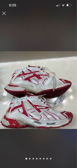 Red and white Balenciaga track runners