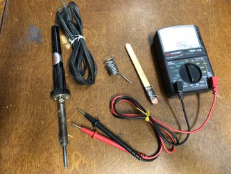 Multimeter w Soldering iron and solder