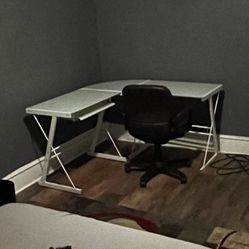Glass Office/work Desk L Shaped Corner Desk