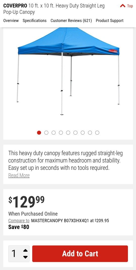10x10 Straight Leg Canopy