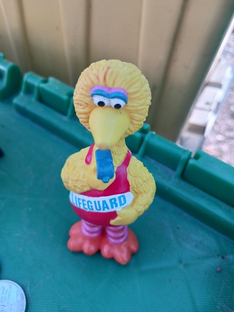 1980s Vintage Applause Muppets Sesame Street Big Bird Lifeguard PVC Toy Figure