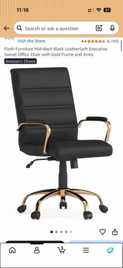 Soft leather Swivel Office Chair with Gold Frame