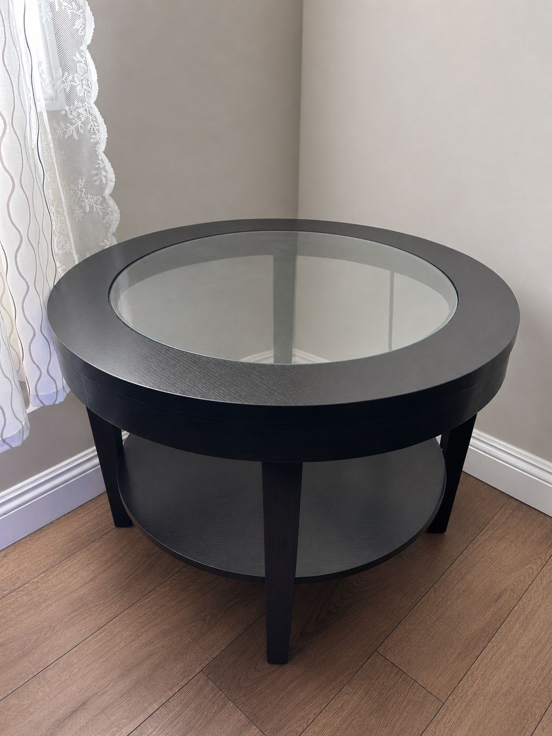 Modern Round Glass Coffee Table black