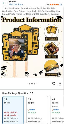 Graduation photo fans 12 count