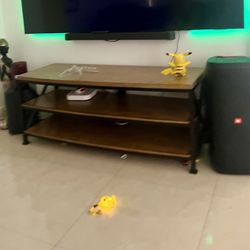 Modern Solid Wood TV Stand – Industrial Style (54”)