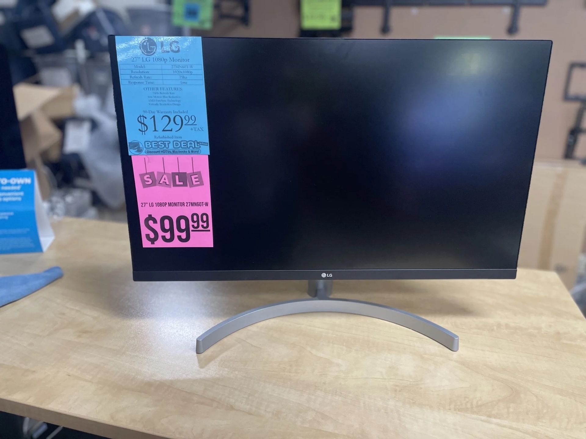 🚨 ‼️ 🔔 HUGE SALE 27" LG FHD IPS 3-SIDE BORDERLESS MONITOR WITH DUAL HDMI 27MN60T-W