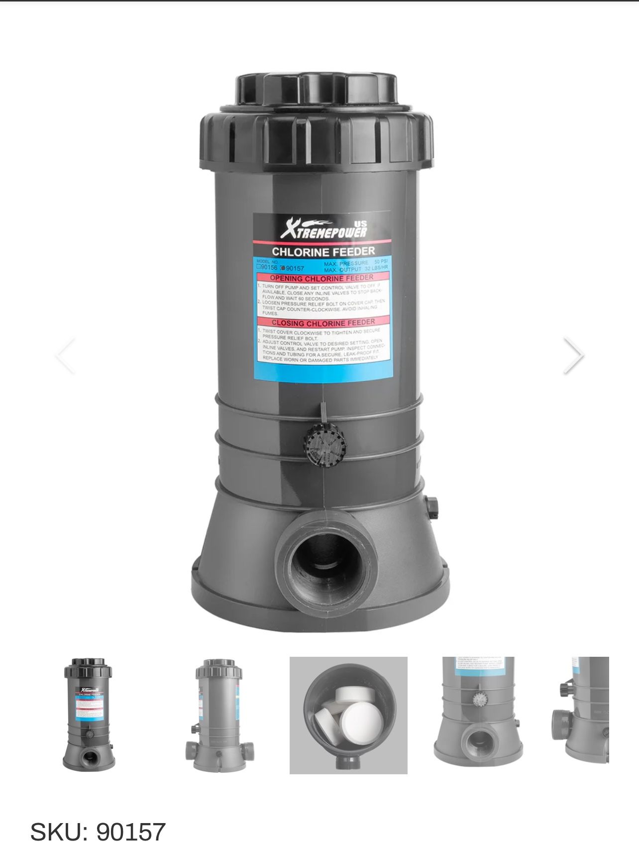 50psi INLINE AUTOMATIC CHLORINATOR CHEMICAL CHLORINE FEEDER SWIMMING POOL CHLORINE DISPENSER TABLET AUTO 3”