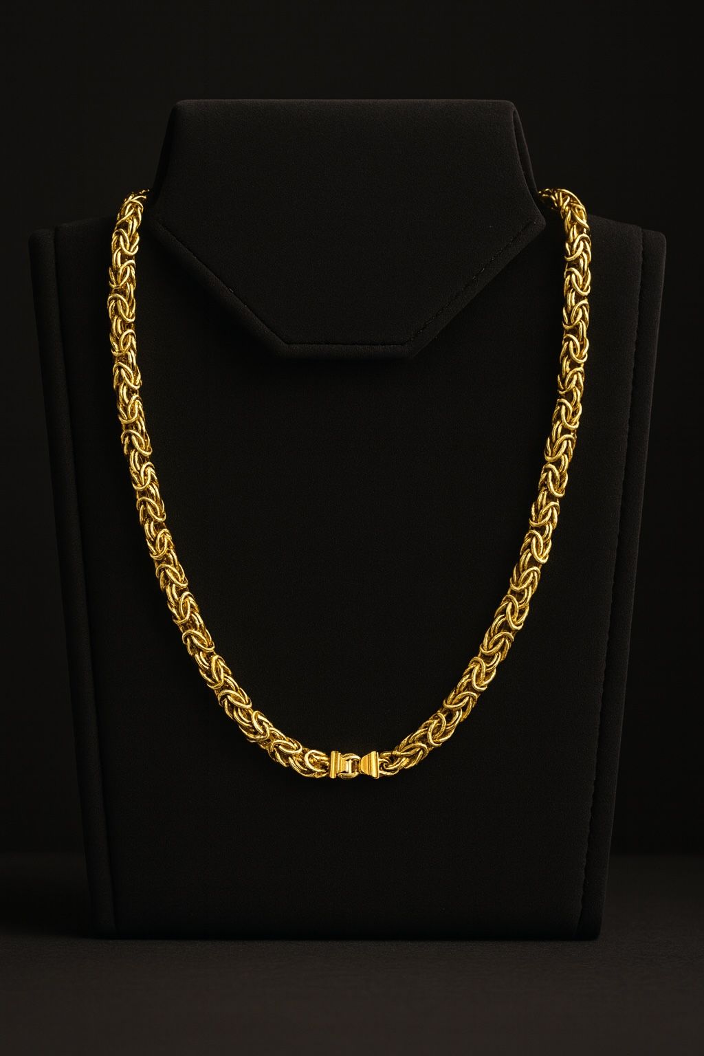 14K Gold Byzantine Chain Necklace 18” – 7.2mm Heavy Solid Look