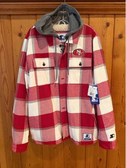 SF 49ERS BUTTON DOWN ZIP UP  STARTER JACKET BRAND NEW WITH TAGS SIZE LARGE