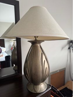 Set of 2 Decorative Table Lamps – Bronze Finish w/ Fabric Shades