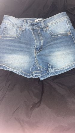 mid rise embroidery jean shorts