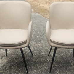 2x NEW PU Leather Khaki Chairs