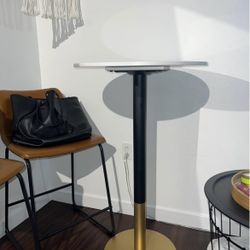 white marble w/ black & gold counter height bar/dining table
