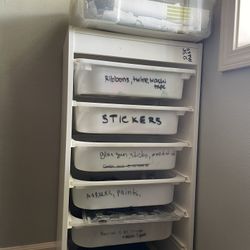 Crafting organizer with lots of crafting stuff...