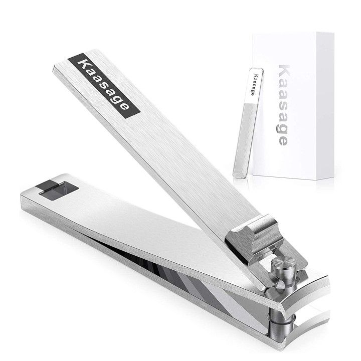 Kaasage Nail Clipper and File - Wide Open Stainless Steel Nail Cutter with Glass Nail File Manicure Set