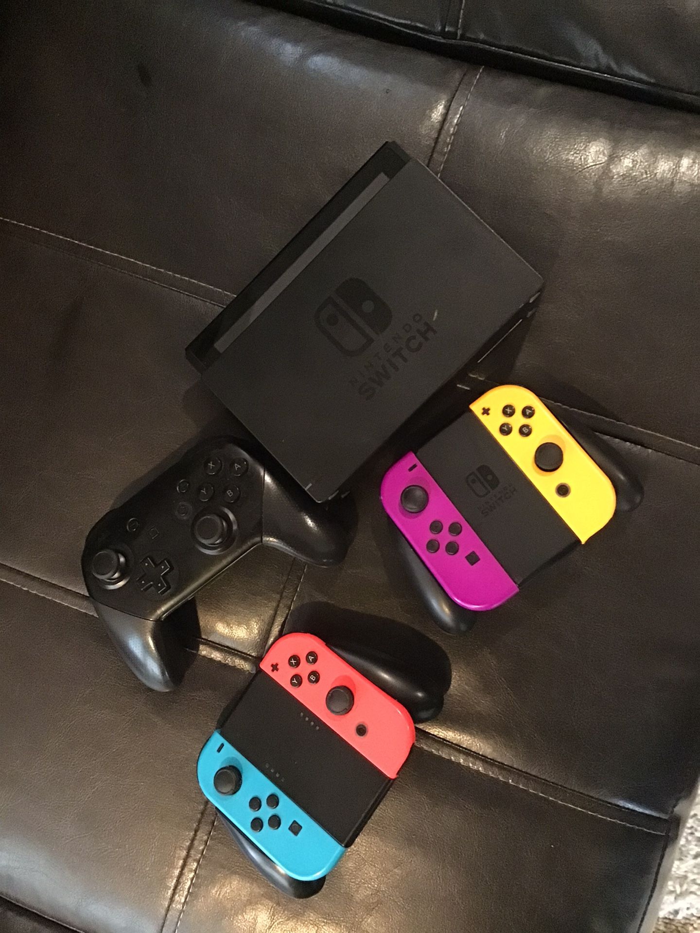 Nintendo Switch w/ Smash Bros. Mario Kart & THREE Controllers