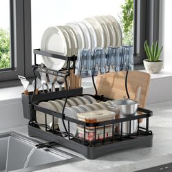 2 Tier Dish Rack, Carbon Steel Dish Drying Rack