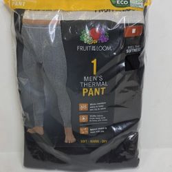 Fruit Of The Loom Black Thermal Pants 1pk Mens Size Medium 