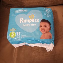 1 Pack Pampers Baby-Dry Diapers Sz 3 (16-28lbs) 32 Count Sesame Street