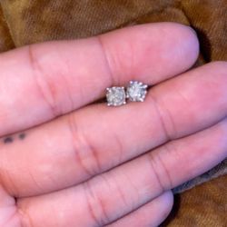 Solid Silver Diamond Earrings 