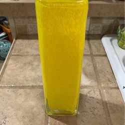 Amazing Blownglass Bright Neon Glass Yellow Vase
