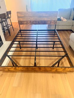 Queen Size Wooden Bed Frame – Built-In Outlet + USB-C | $50